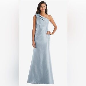 ALFRED SUNG Mist Bow One-Shoulder Dress (D794 - Satin Twill , Color Mist)